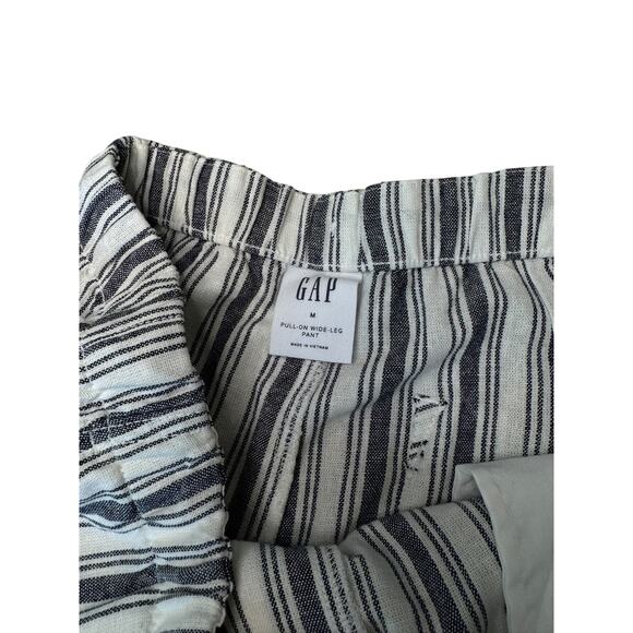 Gap Matching Set Linen-Blend Wide Leg Pants and Cropped Tank Stripped Navy - Picture 9 of 12